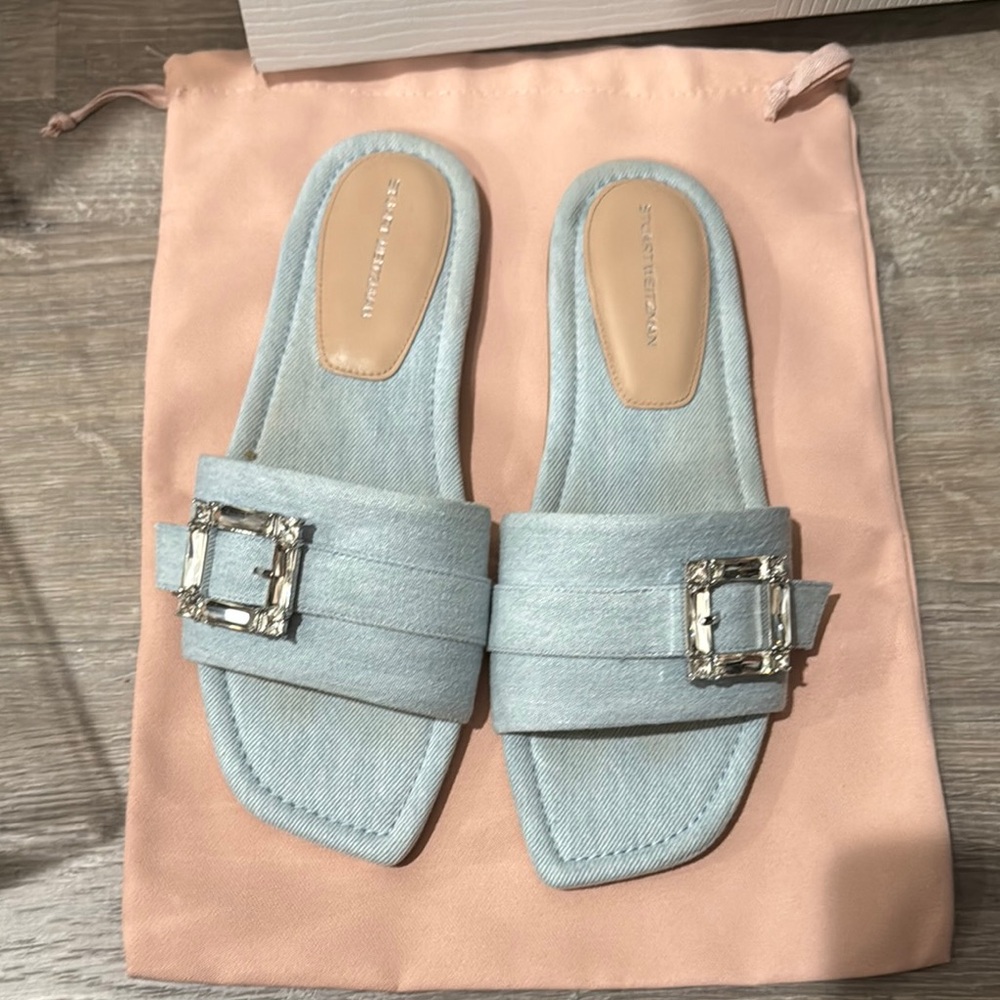 Stuart Weitzman Light Blue Slide Sandals